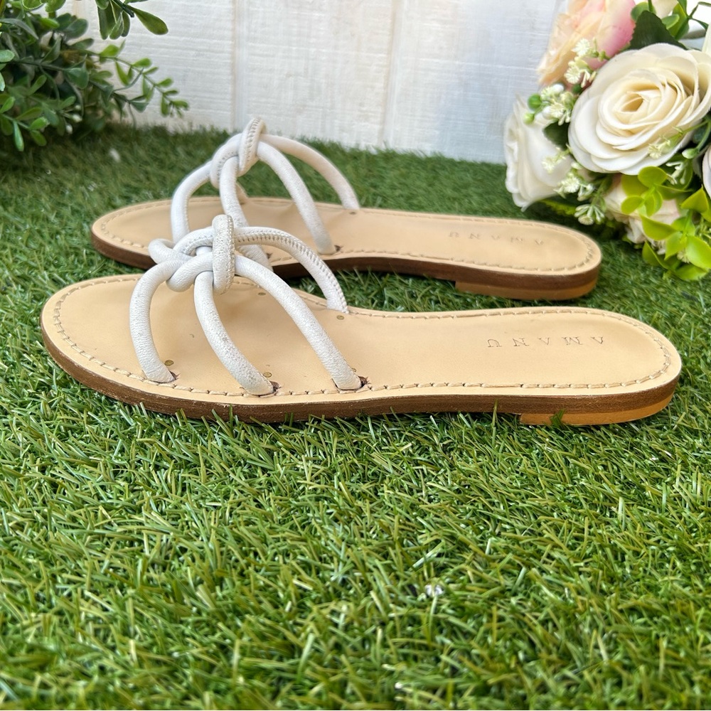 Amanu Handmade Zanzibar white Slide Sandals size 5 New - Picture 3 of 13